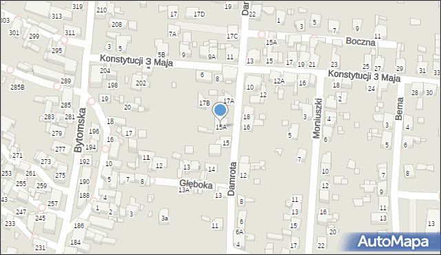 Piekary Śląskie, Damrota Konstantego, 15A, mapa Piekary Śląskie