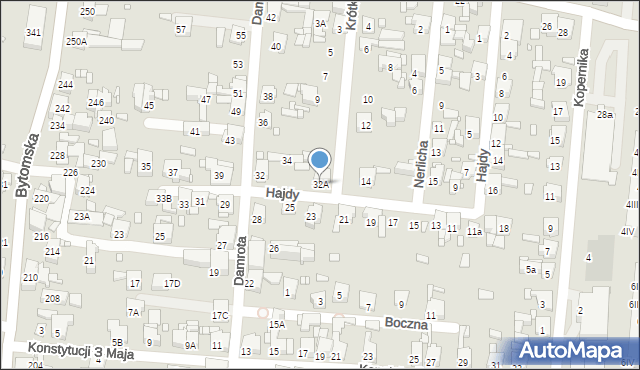 Piekary Śląskie, Damrota Konstantego, 32A, mapa Piekary Śląskie