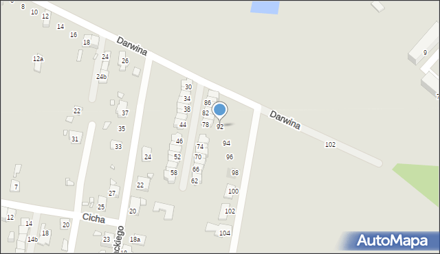 Piekary Śląskie, Darwina Karola, 92, mapa Piekary Śląskie