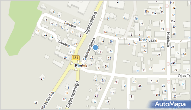 Pieńsk, Dąbrowskiego Henryka, gen., 13, mapa Pieńsk