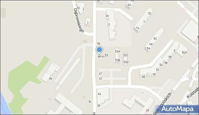 Piła, Dąbrowskiego, 57, mapa Piły