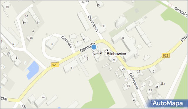 Pilchowice, Damrota, 1A, mapa Pilchowice