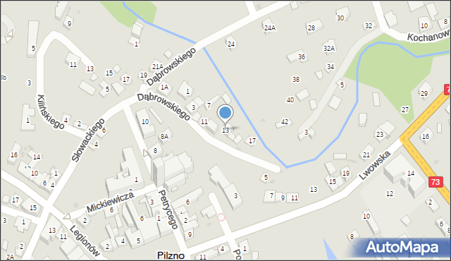 Pilzno, Dąbrowskiego, 13, mapa Pilzno