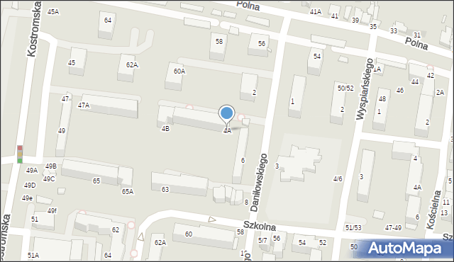 Piotrków Trybunalski, Daniłowskiego Jarosława, 4A, mapa Piotrków Trybunalski