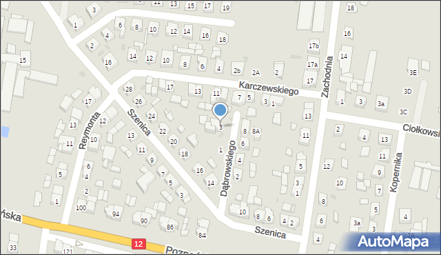 Pleszew, Dąbrowskiego, 3, mapa Pleszew