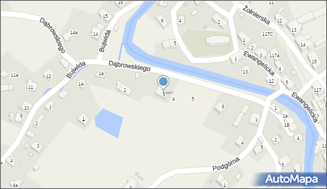 Podgórzyn, Dąbrowskiego, 3, mapa Podgórzyn