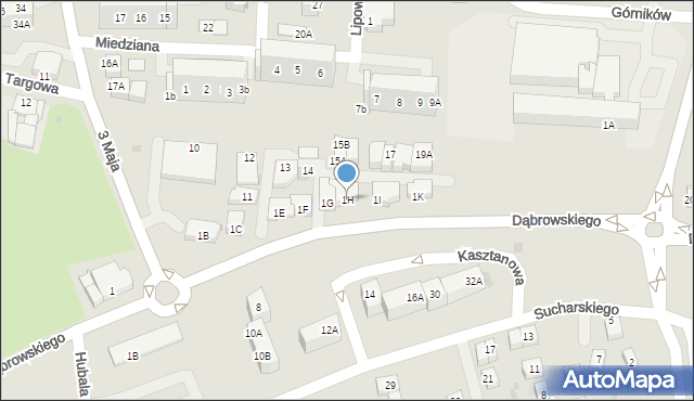 Polkowice, Dąbrowskiego Henryka, gen., 1H, mapa Polkowice
