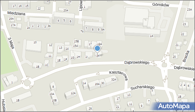 Polkowice, Dąbrowskiego Henryka, gen., 1K, mapa Polkowice