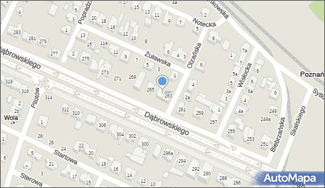 Poznań, Dąbrowskiego Henryka, gen., 263a, mapa Poznania