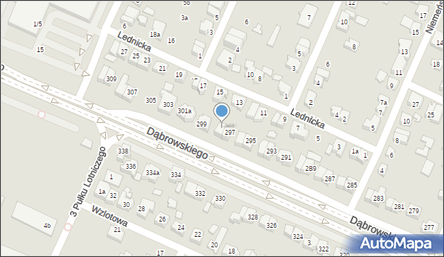 Poznań, Dąbrowskiego Henryka, gen., 297a, mapa Poznania