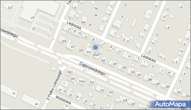 Poznań, Dąbrowskiego Henryka, gen., 301a, mapa Poznania