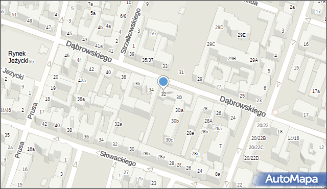 Poznań, Dąbrowskiego Henryka, gen., 32, mapa Poznania