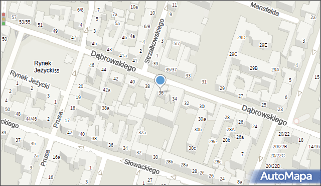 Poznań, Dąbrowskiego Henryka, gen., 36, mapa Poznania