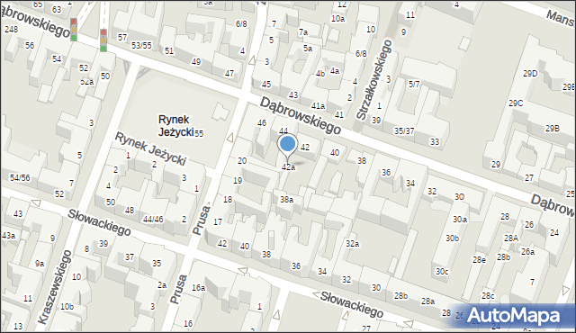 Poznań, Dąbrowskiego Henryka, gen., 42a, mapa Poznania