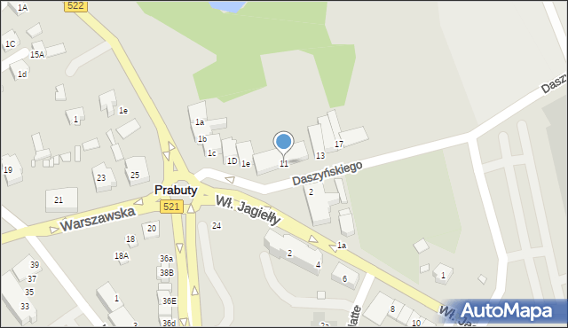 Prabuty, Daszyńskiego Ignacego, 11, mapa Prabuty