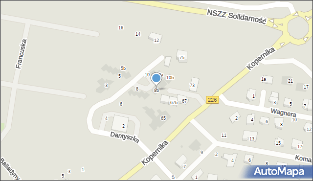 Pruszcz Gdański, Dantyszka Jana, 8b, mapa Pruszcz Gdański