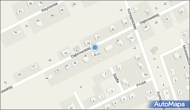 Pruszków, Dąbrowskiej Marii, 34, mapa Pruszków