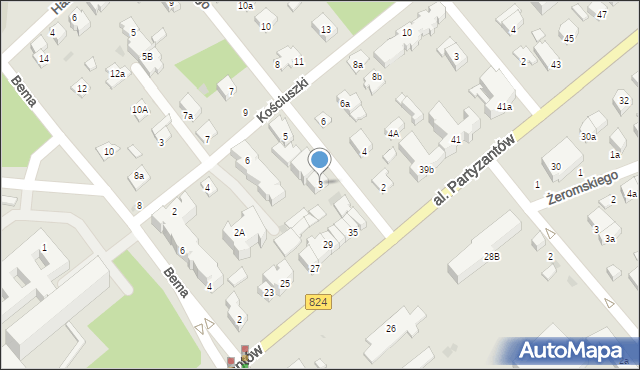 Puławy, Dąbrowskiego Henryka, gen., 3, mapa Puław