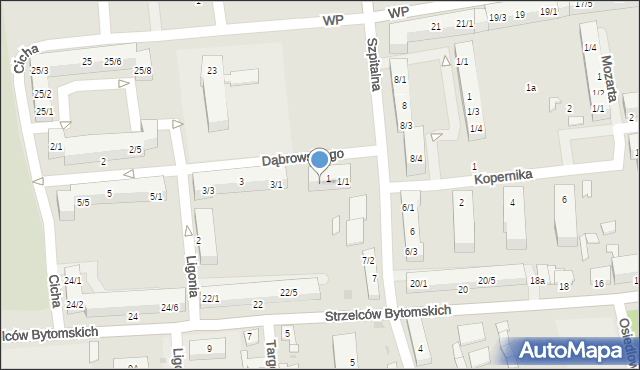 Pyskowice, Dąbrowskiego Henryka, gen., 1/2, mapa Pyskowice