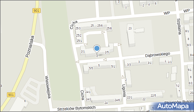 Pyskowice, Dąbrowskiego Henryka, gen., 2, mapa Pyskowice