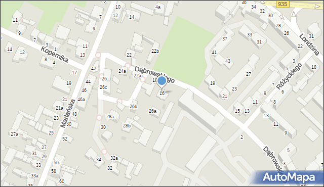 Racibórz, Dąbrowskiego Jarosława, gen., 16, mapa Racibórz