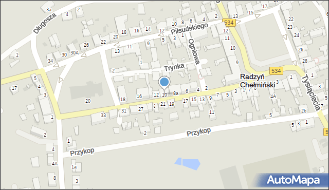 Radzyń Chełmiński, Dąbrowskich, 10, mapa Radzyń Chełmiński