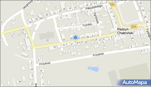 Radzyń Chełmiński, Dąbrowskich, 25, mapa Radzyń Chełmiński
