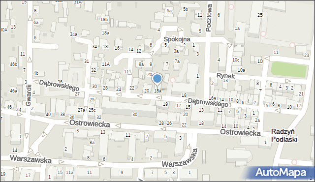 Radzyń Podlaski, Dąbrowskiego Jarosława, gen., 18a, mapa Radzyń Podlaski