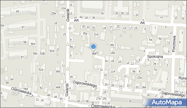 Radzyń Podlaski, Dąbrowskiego Jarosława, gen., 34a, mapa Radzyń Podlaski