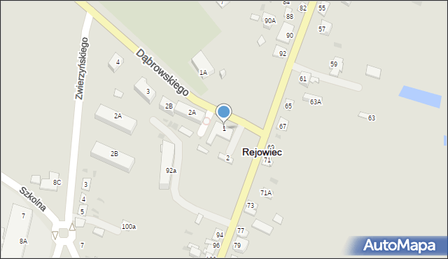 Rejowiec, Dąbrowskiego Henryka, gen., 1, mapa Rejowiec