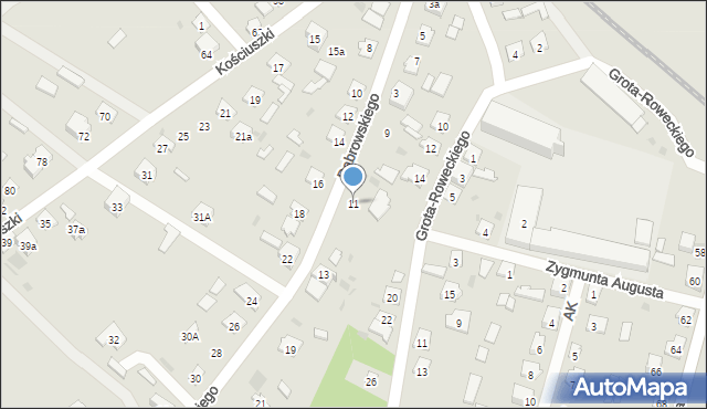 Rudnik nad Sanem, Dąbrowskiego Jarosława, gen., 11, mapa Rudnik nad Sanem