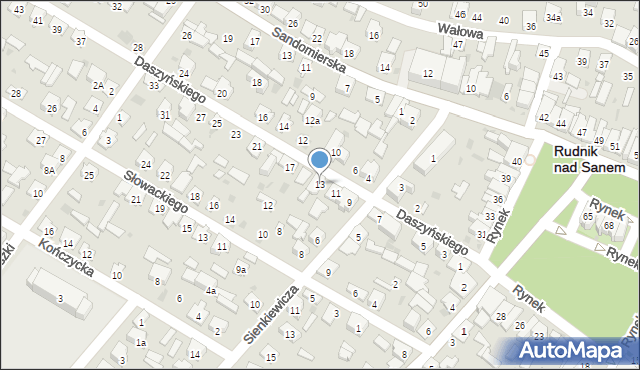 Rudnik nad Sanem, Daszyńskiego Ignacego, 13, mapa Rudnik nad Sanem