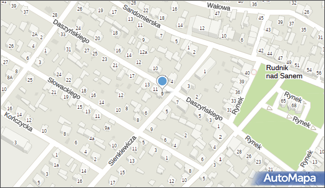 Rudnik nad Sanem, Daszyńskiego Ignacego, 9, mapa Rudnik nad Sanem