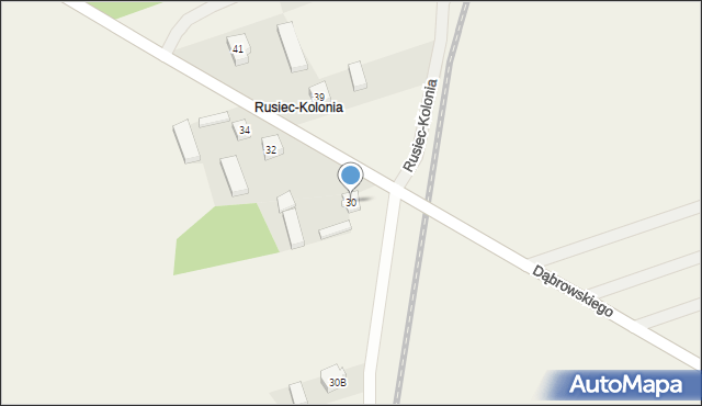 Rusiec, Dąbrowskiego, 30, mapa Rusiec