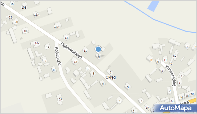 Rusiec, Dąbrowskiego, 9, mapa Rusiec