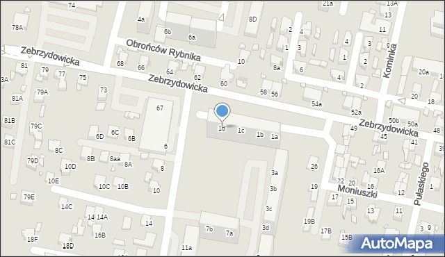 Rybnik, Dąbrówki, 1d, mapa Rybnika