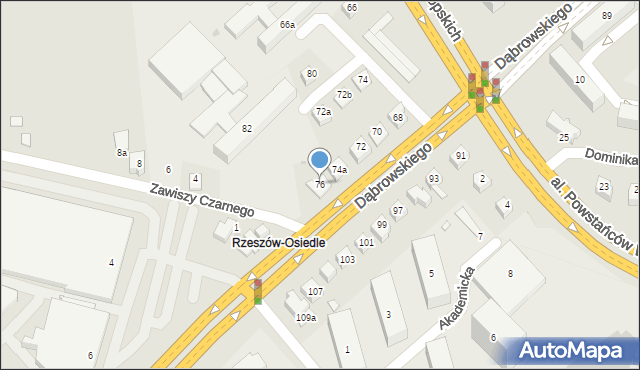Rzeszów, Dąbrowskiego Jarosława, gen., 76, mapa Rzeszów