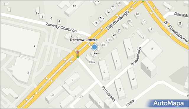 Rzeszów, Dąbrowskiego Jarosława, gen., 107, mapa Rzeszów