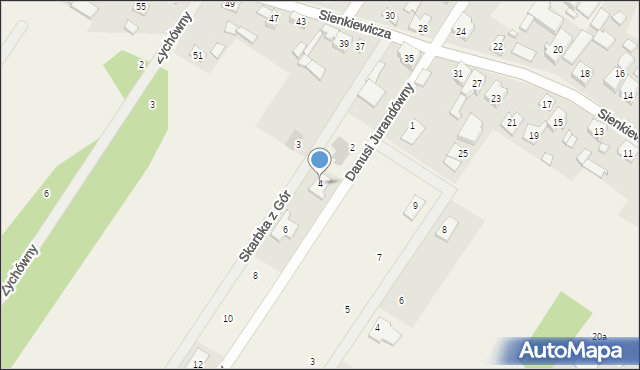 Sieraków, Danusi Jurandówny, 4, mapa Sieraków