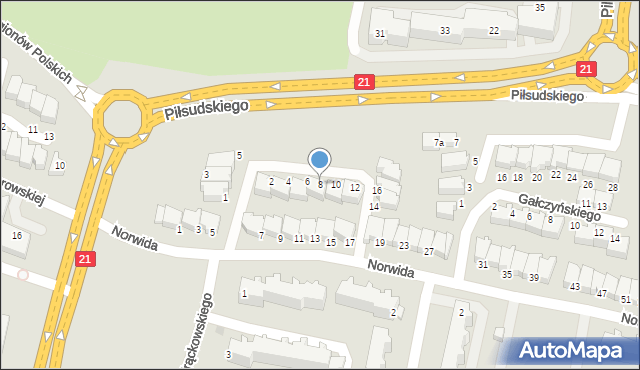 Słupsk, Dąbrowskiej Marii, 8, mapa Słupska