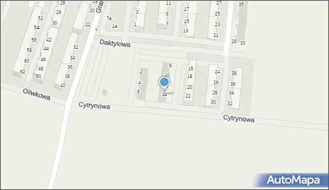 Smolec, Daktylowa, 14, mapa Smolec
