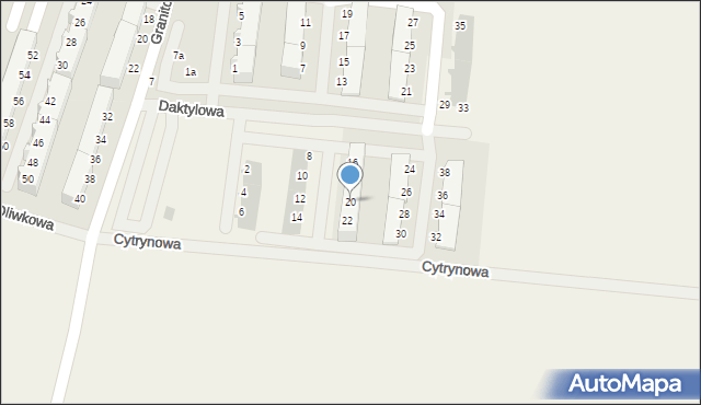 Smolec, Daktylowa, 20, mapa Smolec