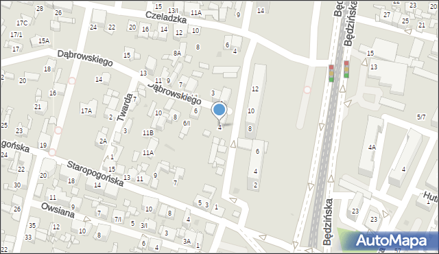 Sosnowiec, Dąbrowskiego Jarosława, gen., 4, mapa Sosnowca