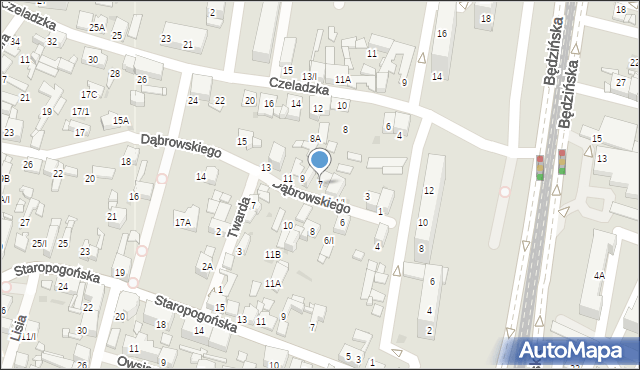 Sosnowiec, Dąbrowskiego Jarosława, gen., 7, mapa Sosnowca