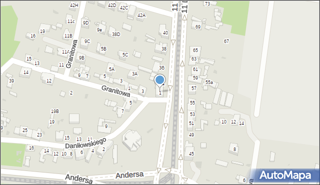 Sosnowiec, Daniłowskiego Gustawa, 1, mapa Sosnowca