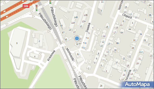 Sosnowiec, Daleka, 8, mapa Sosnowca