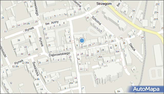 Strzegom, Dąbrowskiego Jarosława, gen., 11, mapa Strzegom