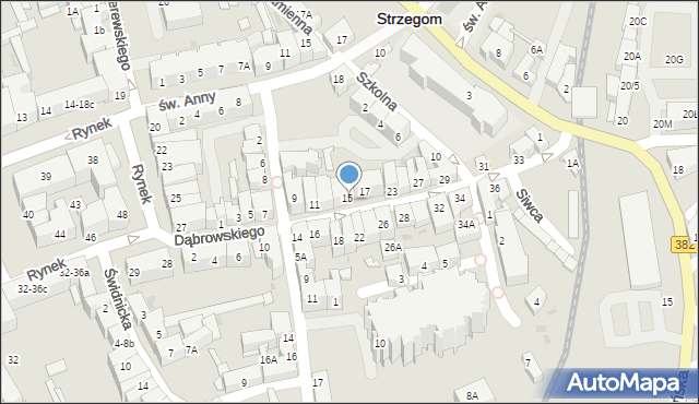 Strzegom, Dąbrowskiego Jarosława, gen., 15A, mapa Strzegom