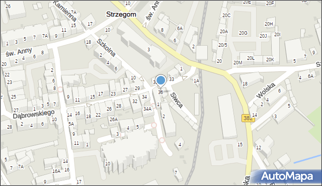 Strzegom, Dąbrowskiego Jarosława, gen., 36, mapa Strzegom