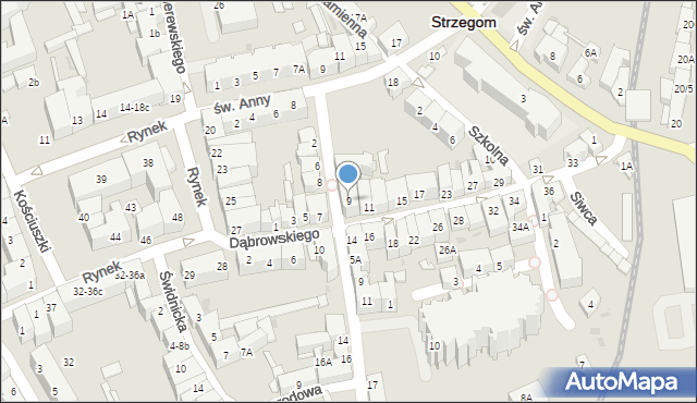 Strzegom, Dąbrowskiego Jarosława, gen., 9, mapa Strzegom